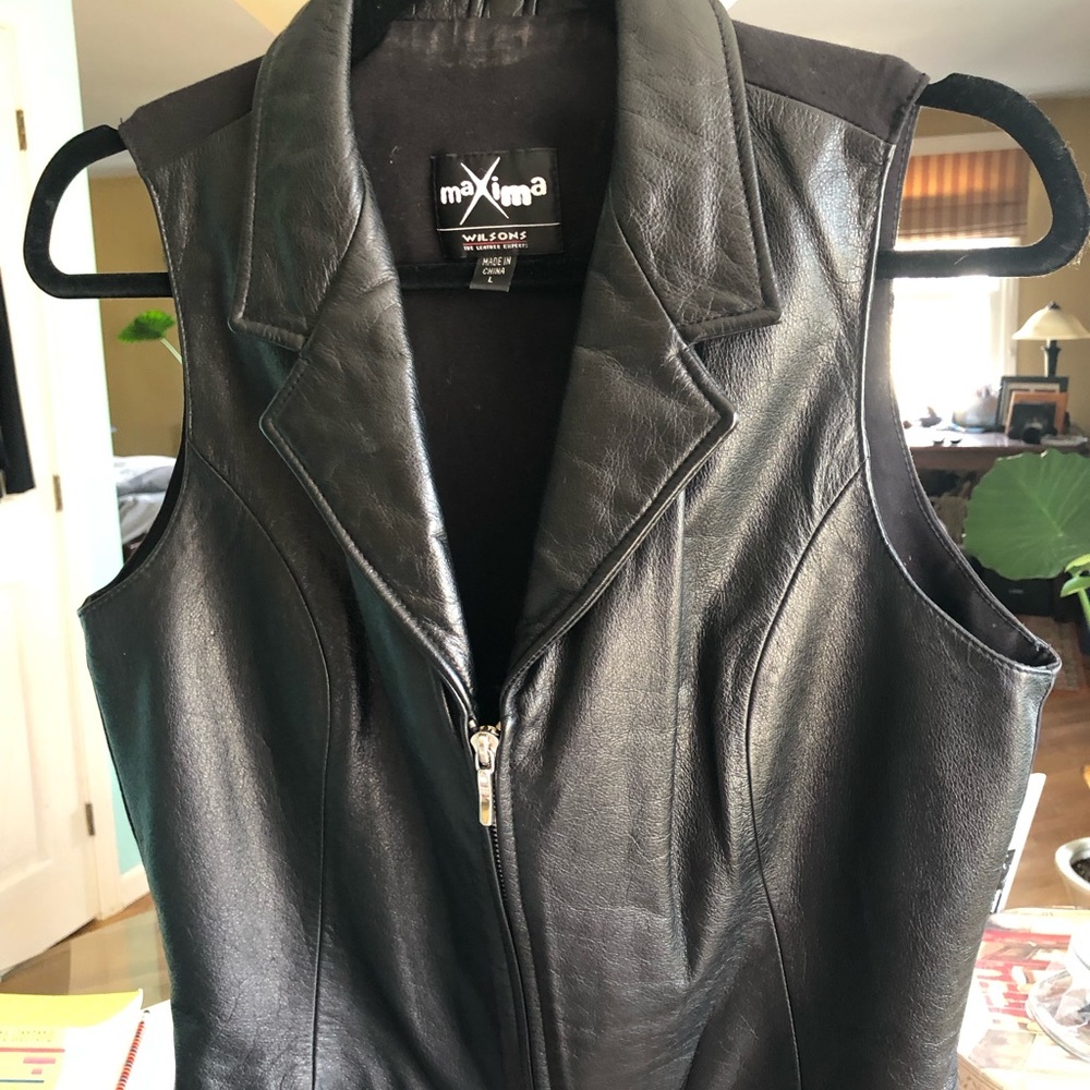 Sexy black leather vest